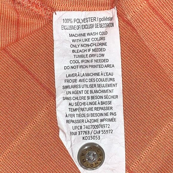 Grand Slam Men’s Small Orange Striped Short Sleeve‎ Polo Shirt Golf Tennis - Picture 3 of 6